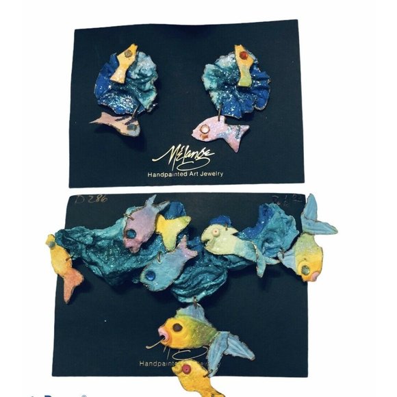 VTG 1990’s‎ Art Jewelry- PAPER, Hand Made, painted, - Picture 5 of 5